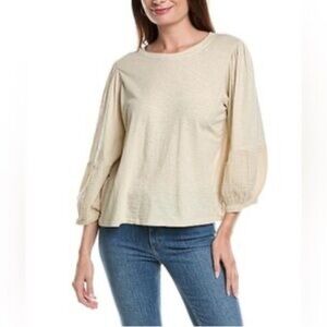 Velvet by Graham & Spencer  Mixed Media Top Ivory